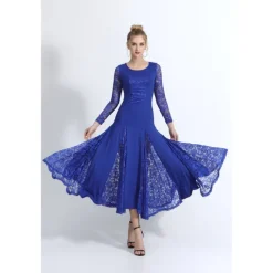 Ballroom Dance Dance Costumes Dress Lace Women's Training Performance Long Sleeve Natural Lace Milk Fiber