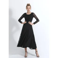 Ballroom Dance Dance Costumes Dress Lace Women's Training Performance Long Sleeve Natural Lace Milk Fiber