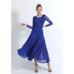 Ballroom Dance Dance Costumes Dress Lace Women's Training Performance Long Sleeve Natural Lace Milk Fiber