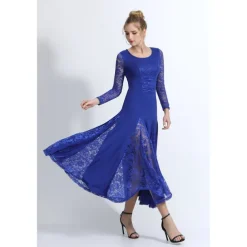 Ballroom Dance Dance Costumes Dress Lace Women's Training Performance Long Sleeve Natural Lace Milk Fiber