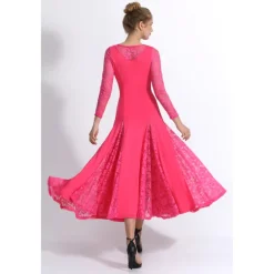 Ballroom Dance Dance Costumes Dress Lace Women's Training Performance Long Sleeve Natural Lace Milk Fiber