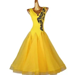 Ballroom Dance Dress Appliques Split Joint Crystals / Rhinestones Women's Training Sleeveless Chinlon Organza