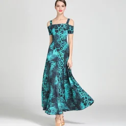 Ballroom Dance Dress Draping Pattern / Print Women's Training Performance Short Sleeve High Ice Silk