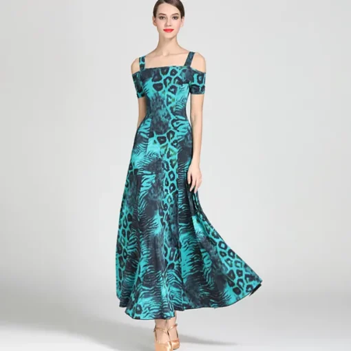 Ballroom Dance Dress Draping Pattern / Print Women's Training Performance Short Sleeve High Ice Silk