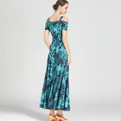 Ballroom Dance Dress Draping Pattern / Print Women's Training Performance Short Sleeve High Ice Silk