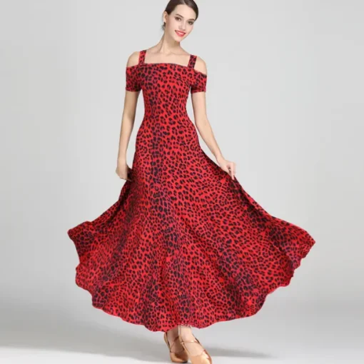 Ballroom Dance Dress Draping Pattern / Print Women's Training Performance Short Sleeve High Ice Silk