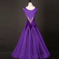 Ballroom Dance Dress Pleats Crystals / Rhinestones Women's Performance Training Sleeveless Natural Organza Velvet
