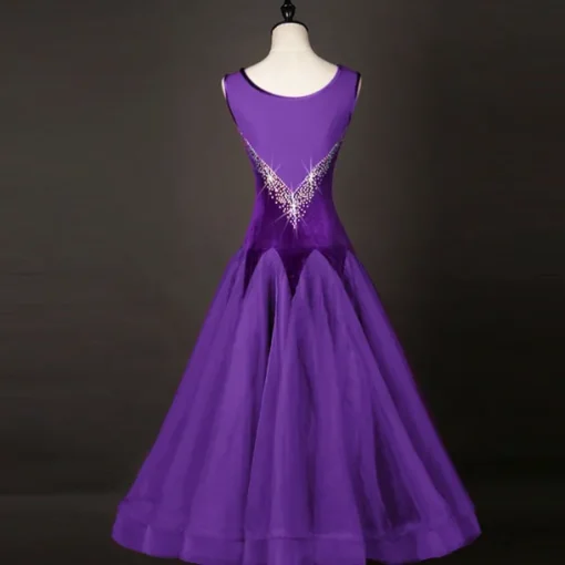 Ballroom Dance Dress Pleats Crystals / Rhinestones Women's Performance Training Sleeveless Natural Organza Velvet