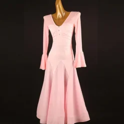 Ballroom Dance Dress Pure Color Women's Girls' Performance Training Long Sleeve High Chiffon Chinlon Tulle