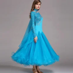 Ballroom Dance Dress Rhinestone Women's Performance Long Sleeve Polyester Nylon