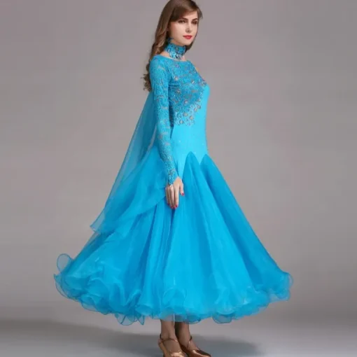 Ballroom Dance Dress Rhinestone Women's Performance Long Sleeve Polyester Nylon