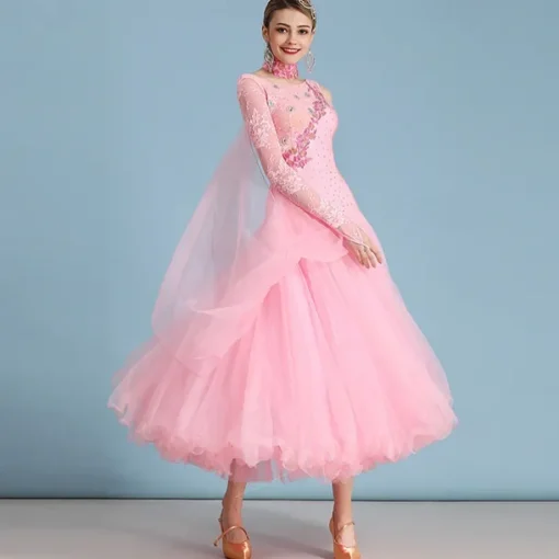 Ballroom Dance Dress Rhinestone Women's Performance Long Sleeve Polyester Nylon