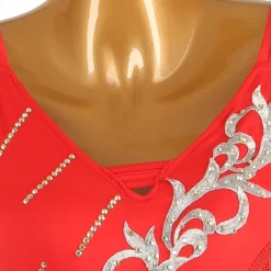 Ballroom Dance Dress Rhinestone Pure Color Women's Performance Training Long Sleeve High Chinlon Organza Tulle