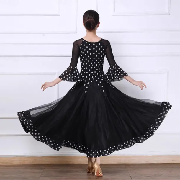 Ballroom Dance Dress Splicing Crystals / Rhinestones Women's Performance Party 3/4 Length Sleeve Mesh Spandex Tulle