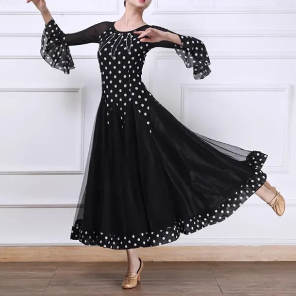 Ballroom Dance Dress Splicing Crystals / Rhinestones Women's Performance Party 3/4 Length Sleeve Mesh Spandex Tulle