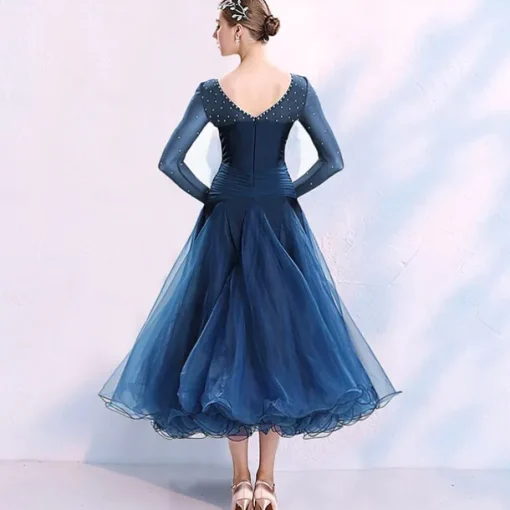 Ballroom Dance Dress Split Joint Crystals / Rhinestones Women's Training Performance Long Sleeve Spandex Organza Polyster