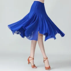 Ballroom Dance Skirts Pure Color Women's Performance Training Daily Wear High Polyester