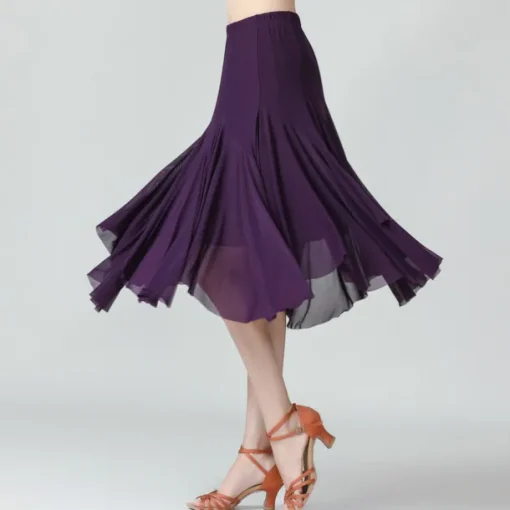 Ballroom Dance Skirts Pure Color Women's Performance Training Daily Wear High Polyester