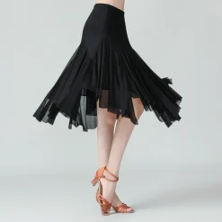 Ballroom Dance Skirts Pure Color Women's Performance Training Daily Wear High Polyester