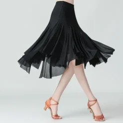 Ballroom Dance Skirts Pure Color Women's Performance Training Daily Wear High Polyester