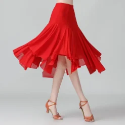Ballroom Dance Skirts Pure Color Women's Performance Training Daily Wear High Polyester
