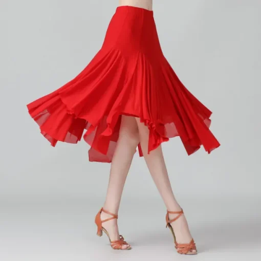 Ballroom Dance Skirts Pure Color Women's Performance Training Daily Wear High Polyester