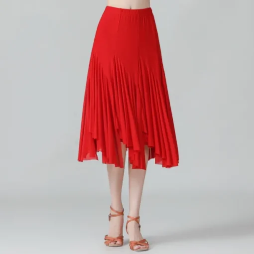 Ballroom Dance Skirts Pure Color Women's Performance Training Daily Wear High Polyester