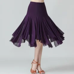 Ballroom Dance Skirts Pure Color Women's Performance Training Daily Wear High Polyester