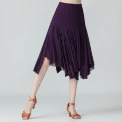Ballroom Dance Skirts Pure Color Women's Performance Training Daily Wear High Polyester