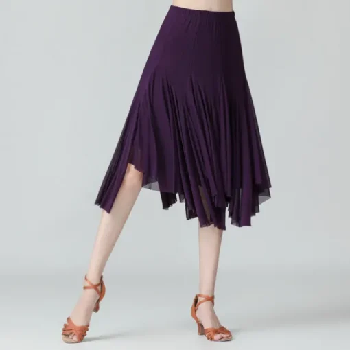 Ballroom Dance Skirts Pure Color Women's Performance Training Daily Wear High Polyester