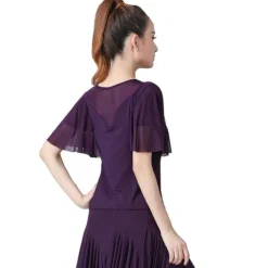 Ballroom Dance Top Split Joint Crystals / Rhinestones Women's Training Performance High Polyester