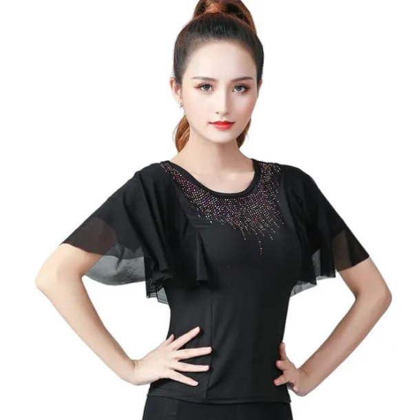 Ballroom Dance Top Split Joint Crystals / Rhinestones Women's Training Performance High Polyester