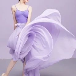 Ballroom Skirts Pure Color Costumes Women's Daily Performance Training Daily Wear Natural Chiffon