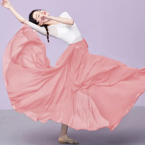Ballroom Skirts Pure Color Costumes Women's Daily Performance Training Daily Wear Natural Chiffon