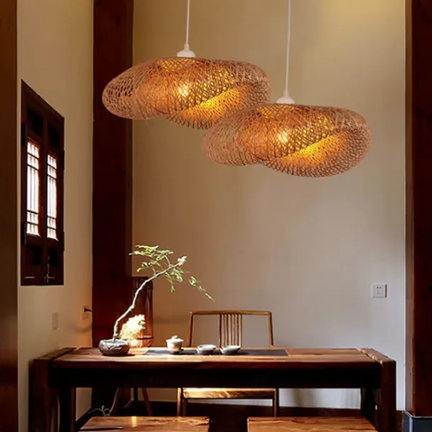 Bamboo Chandelier Retro Japanese Idyllic Style E26/E27 Chandelier Ceiling Lighting is Applicable to Living Room Bedroom Restaurant Cafe Bar Restaurant Club