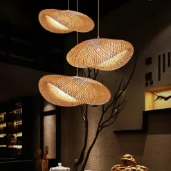 Bamboo Chandelier Retro Japanese Idyllic Style E26/E27 Chandelier Ceiling Lighting is Applicable to Living Room Bedroom Restaurant Cafe Bar Restaurant Club