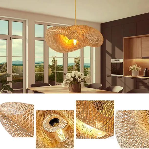 Bamboo Chandelier Retro Japanese Idyllic Style E26/E27 Chandelier Ceiling Lighting is Applicable to Living Room Bedroom Restaurant Cafe Bar Restaurant Club