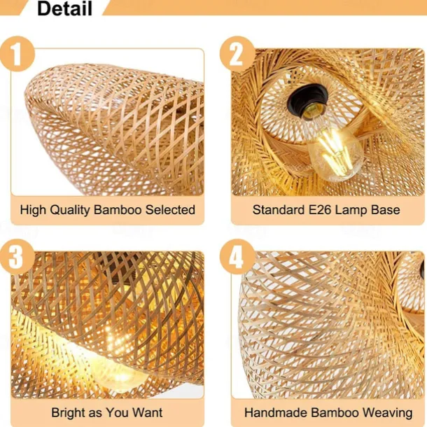 Bamboo Chandelier Retro Japanese Idyllic Style E26/E27 Chandelier Ceiling Lighting is Applicable to Living Room Bedroom Restaurant Cafe Bar Restaurant Club