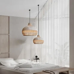 Bamboo Chandelier Retro Japanese Idyllic Style E26/E27 Chandelier Ceiling Lighting is Applicable to Living Room Bedroom Restaurant Cafe Bar Restaurant Club110-240V
