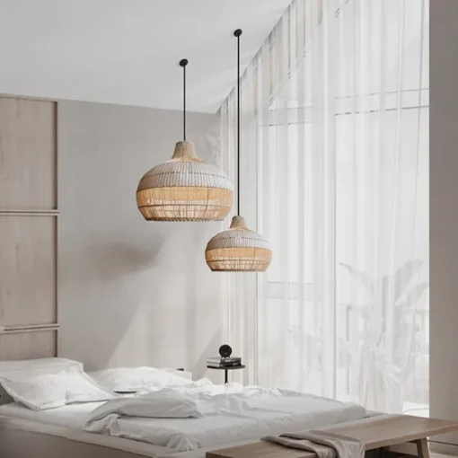 Bamboo Chandelier Retro Japanese Idyllic Style E26/E27 Chandelier Ceiling Lighting is Applicable to Living Room Bedroom Restaurant Cafe Bar Restaurant Club110-240V