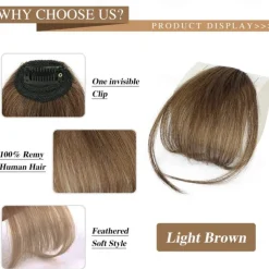 Bangs Hair Clip in Bangs Hair Wispy Bangs Clip on Fringe Bangs for Women Air Bangs Flat Neat Bangs with Temples Hairpieces for Daily Wear