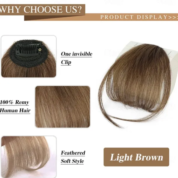 Bangs Hair Clip in Bangs Hair Wispy Bangs Clip on Fringe Bangs for Women Air Bangs Flat Neat Bangs with Temples Hairpieces for Daily Wear