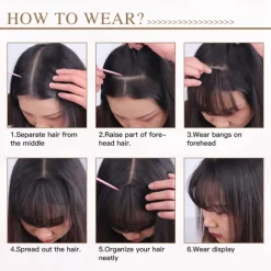 Bangs Hair Clip in Bangs Hair Wispy Bangs Clip on Fringe Bangs for Women Air Bangs Flat Neat Bangs with Temples Hairpieces for Daily Wear