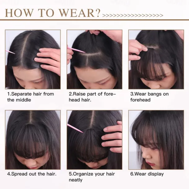 Bangs Hair Clip in Bangs Hair Wispy Bangs Clip on Fringe Bangs for Women Air Bangs Flat Neat Bangs with Temples Hairpieces for Daily Wear