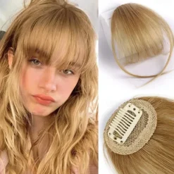Bangs Hair Clip in Bangs Hair Wispy Bangs Clip on Fringe Bangs for Women Air Bangs Flat Neat Bangs with Temples Hairpieces for Daily Wear