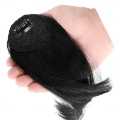 Bangs Hair Clip in Extensions Natural Fringe Bangs Clip-on Front Neat Flat Bang One Piece Long Straight Hairpiece for Women