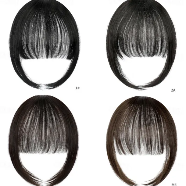 Bangs Hair Clip in Extensions Natural Fringe Bangs Clip-on Front Neat Flat Bang One Piece Long Straight Hairpiece for Women
