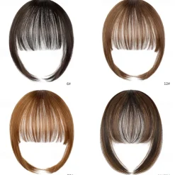 Bangs Hair Clip in Extensions Natural Fringe Bangs Clip-on Front Neat Flat Bang One Piece Long Straight Hairpiece for Women