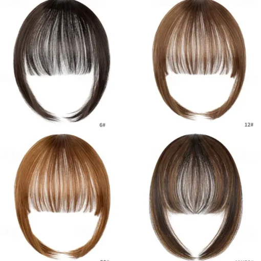 Bangs Hair Clip in Extensions Natural Fringe Bangs Clip-on Front Neat Flat Bang One Piece Long Straight Hairpiece for Women