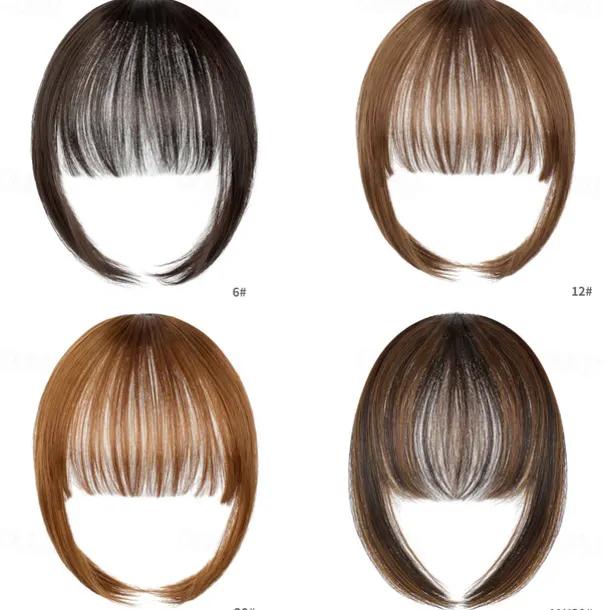 Bangs Hair Clip in Extensions Natural Fringe Bangs Clip-on Front Neat Flat Bang One Piece Long Straight Hairpiece for Women